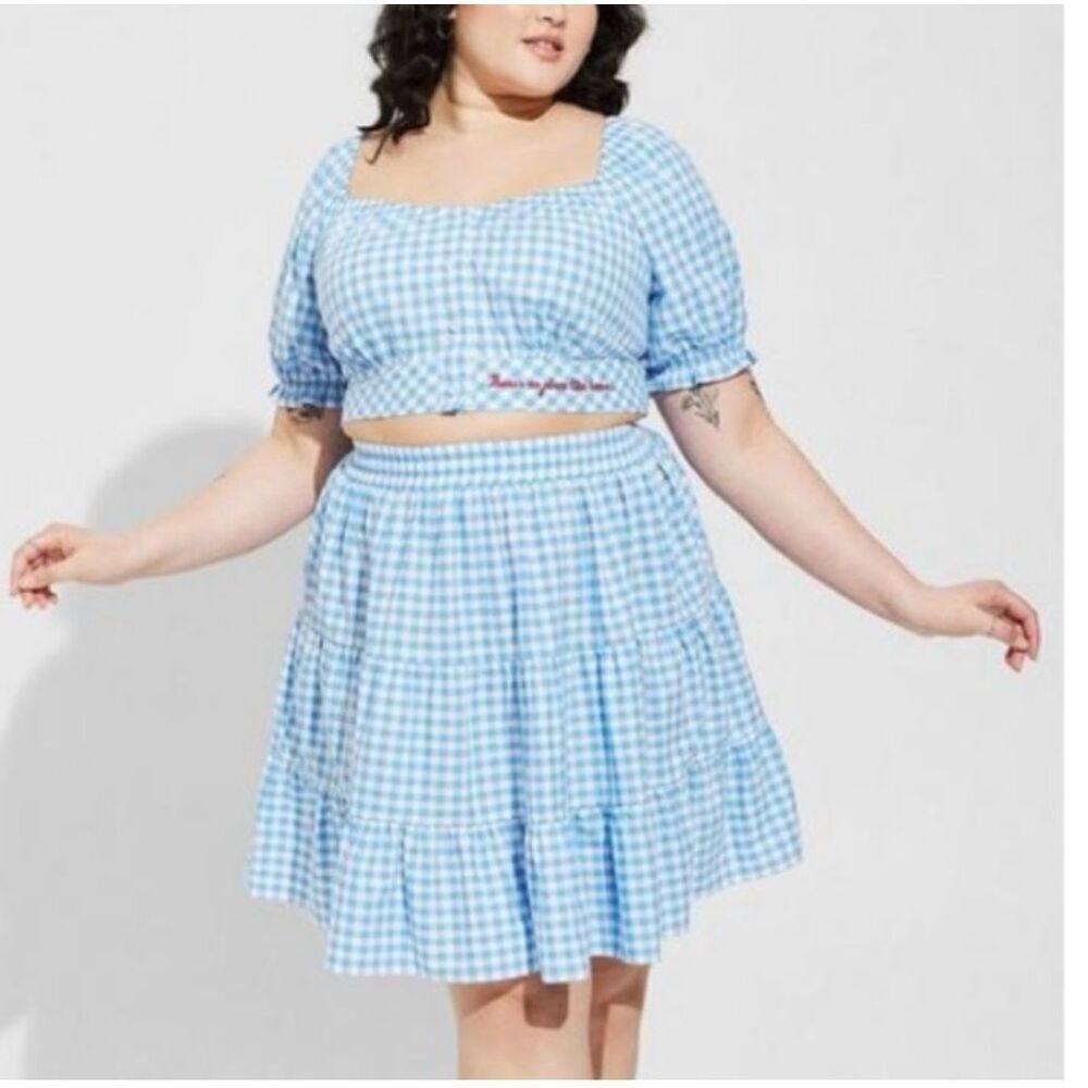 Torrid Wizard of Oz Dorothy Blue & White Gingham Skirt Set sz 6 or 6X 30 NWT